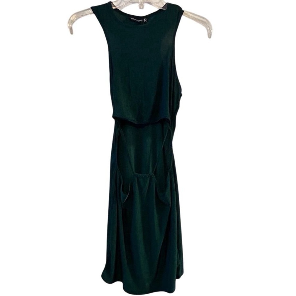 Pretty Little Thing Size 8 Emerald Green Slinky Racer Cut Out‎ Bodycon Dress